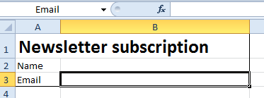 Screenshot of the complete form as a spreadsheet Screenshot of the complete form as a spreadsheet